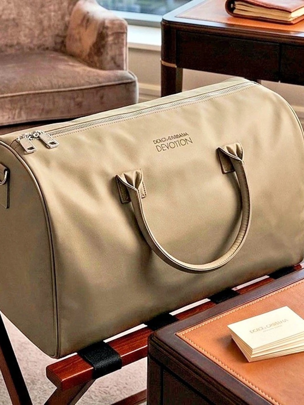 Dolce & Gabbana Soft Velvrt Devotion Extra Large Travel Bag in English 227Gray